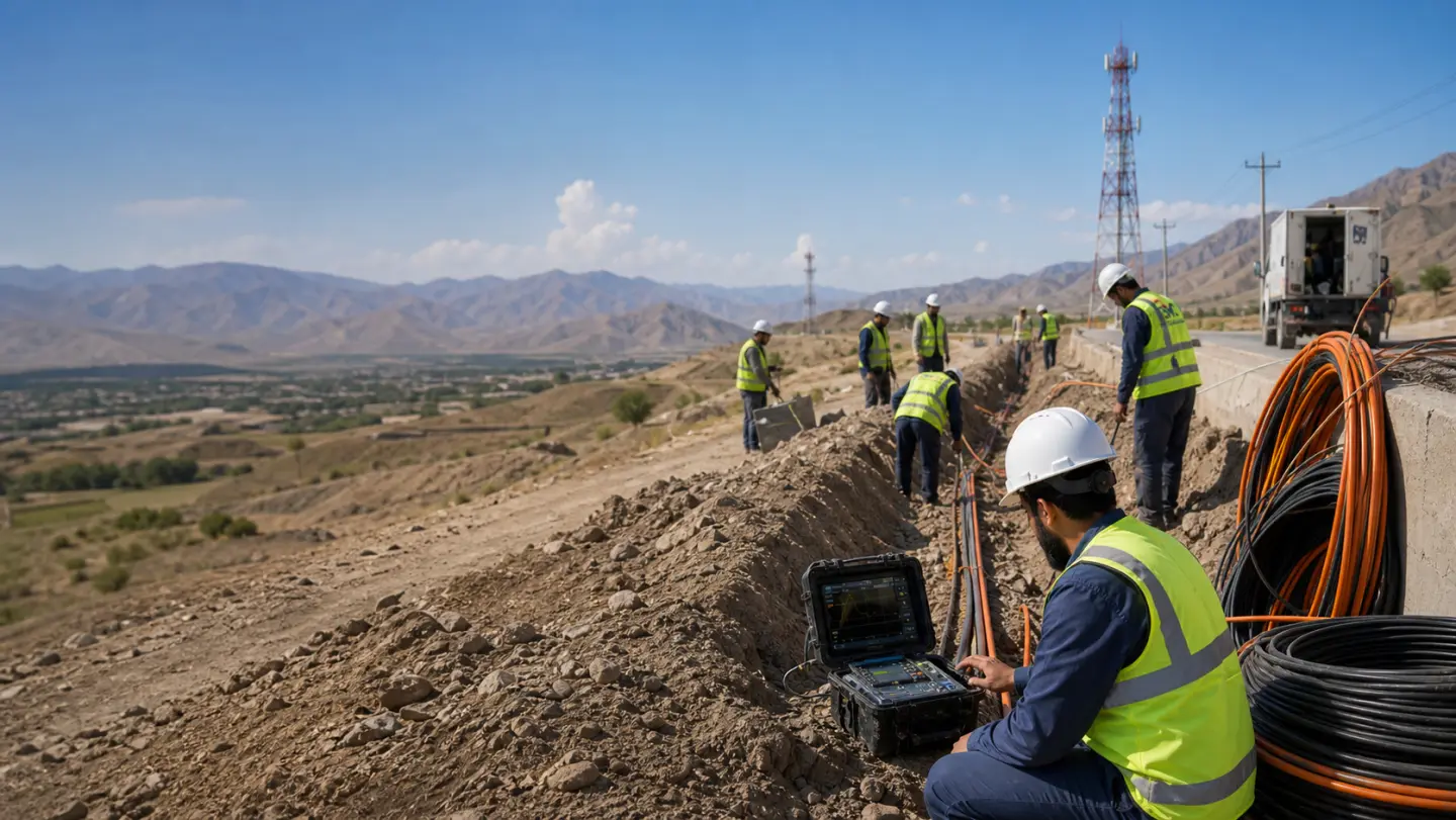 Sultan Masoom fiber optic field installation team
